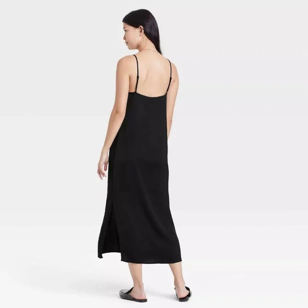 Women's Black Slip Dress Size XS - Picture 3 of 7